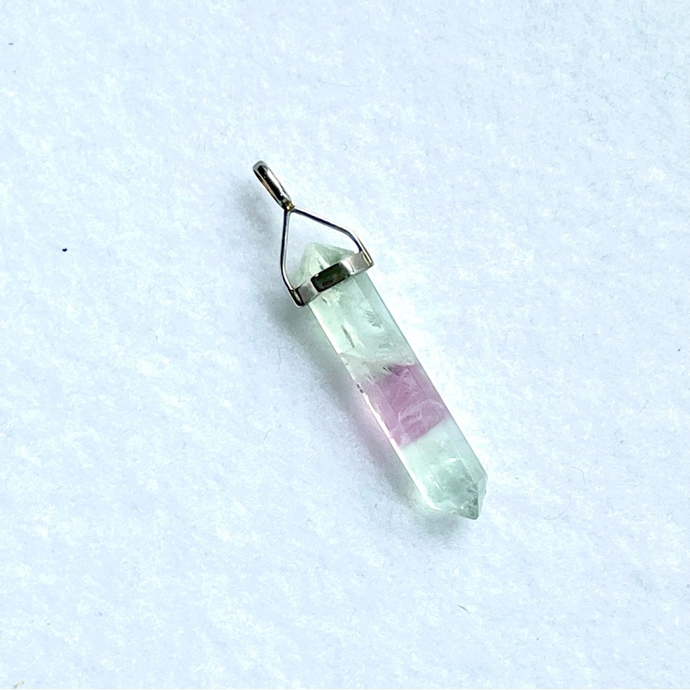 Teal and Purple Fluorite Double Terminated Pendant